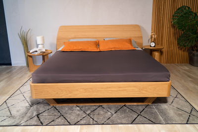 Solid wood bed frame "Comfort-1". Queen platform bed available in stock in North America