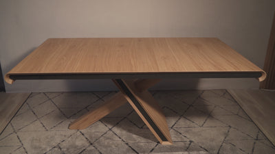 Extendable Large Wooden Dining table “Table-X”. Real Oak dining table.